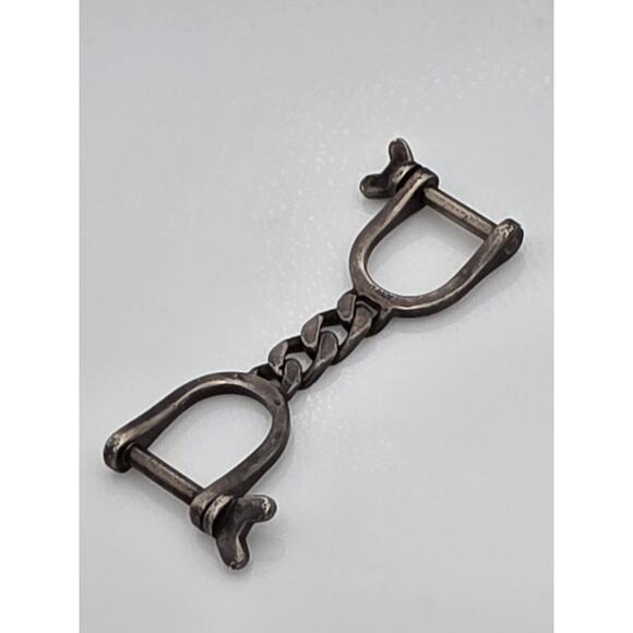 VINTAGE ON OF THE KIND ITALY STERLING SILVER 925 HORSESHOE BIT KEY CHAIN RING - Picture 1 of 16